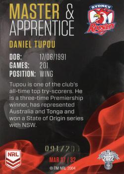 2022 NRL Traders - Master & Apprentice Red #MAR27 Daniel Tupou Back